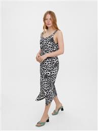 Vero Moda Midi Καλοκαιρινό All Day Φόρεμα Αμάνικο Grey Leopard Print