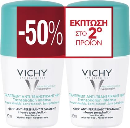 Vichy Anti-Transpirant Treatment Αποσμητικό 48h σε Roll-On 2x50ml από το Pharm24