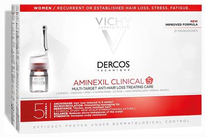 Vichy Dercos Technique Aminexil Clinical 5 Αμπούλες Μαλλιών κατά της Τριχόπτωσης για Γυναίκες 21x6ml από το Attica