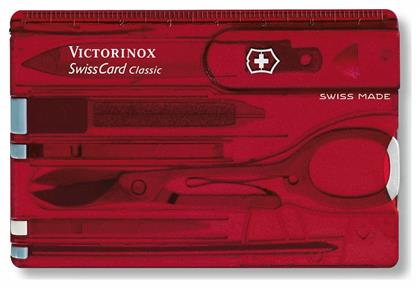 Victorinox Classic Swisscard Κάρτα Πολυεργαλείο Κόκκινη σε Θήκη