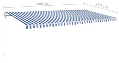 vidaXL Τέντα Βεράντας LED με Led Μπλε / Λευκό 6x3.5m από το Public