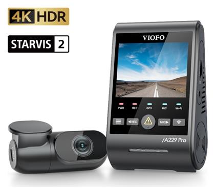 Viofo A229 Pro 2ch Σετ Κάμερα DVR Αυτοκινήτου 4K με Οθόνη 2.4'' WiFi, GPS & Κάμερα Οπισθοπορείας