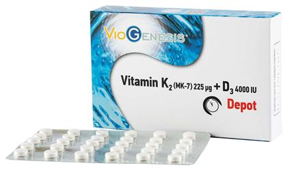 Viogenesis Vitamin K2 (MK-7) + Vitamin D3 Depot Βιταμίνη 4000iu 60 ταμπλέτες από το Pharm24