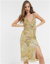 Virgos Lounge all over embellished midi dress with split in gold από το Asos