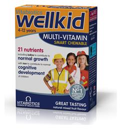 Vitabiotics WellKid Smart Chewable with Omega-3 Πολυβιταμίνη Fruit 30 μασώμενες ταμπλέτες
