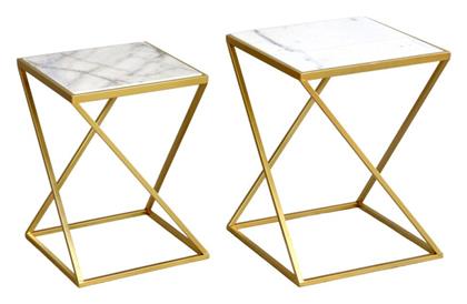 Βοηθητικό Τραπεζάκι Zoliene 43x43x56cm Χρυσό-λευκό Μαρμάρου από το EasyU