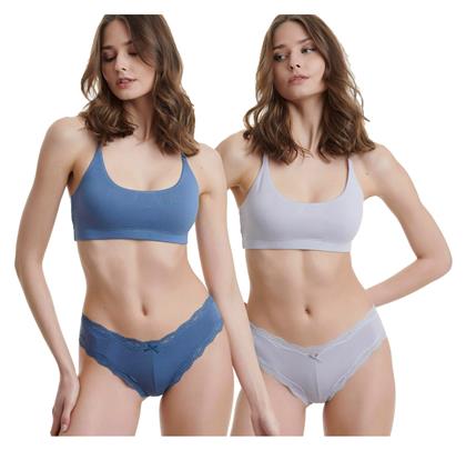 Walk Bamboo Γυναικεία Slip 2Pack με Δαντέλα Lilac/Blue Raf