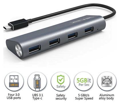 Wavlink UH3048C USB 3.0 Hub 4 Θυρών με σύνδεση USB-C Γκρι