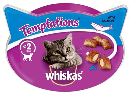 Whiskas Temptations Λιχουδιές Σνακ Γάτας Σολομός 60gr