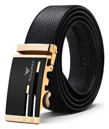 William Polo Ανδρική Ζώνη Δερμάτινη Black/Gold