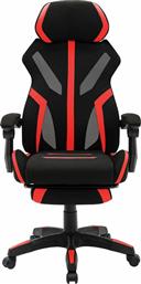 Woodwell BF9000 Υφασμάτινη Καρέκλα Gaming με Υποπόδιο Μαύρο/Κόκκινο