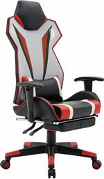 Woodwell BF9550 Καρέκλα Gaming Δερματίνης με Ρυθμιζόμενα Μπράτσα και Υποπόδιο Μαύρο/Κόκκινο/Λευκό