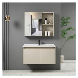 Woodwell IDEA-1 Πάγκος με Νιπτήρα & Καθρέπτη Μ60xΒ45xΥ47cm Cream
