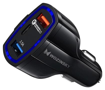 Wozinsky Φορτιστής Αυτοκινήτου με Θύρες 2xUSB-A 1xType-C