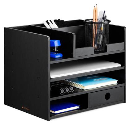 Ξύλινος Οργανωτής Γραφείου Bamboo Desk Organιser σε Μαύρο Χρώμα 24x26x33εκ. 1τμχ