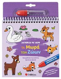 Ζωγραφίζω Με Νερό Τα Μωρά Των Ζώων Χρωμάτισε Τις Εικόνες Ξανά Και Ξανά