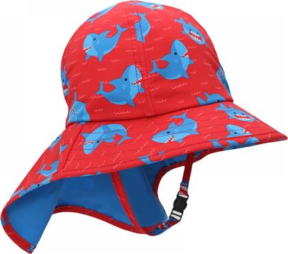 Zoocchini Παιδικό Καπέλο Υφασμάτινο Αντηλιακό Shark Κόκκινο