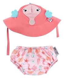 Zoocchini Παιδικό Μαγιό Πάνα με Καπέλο Ροζ